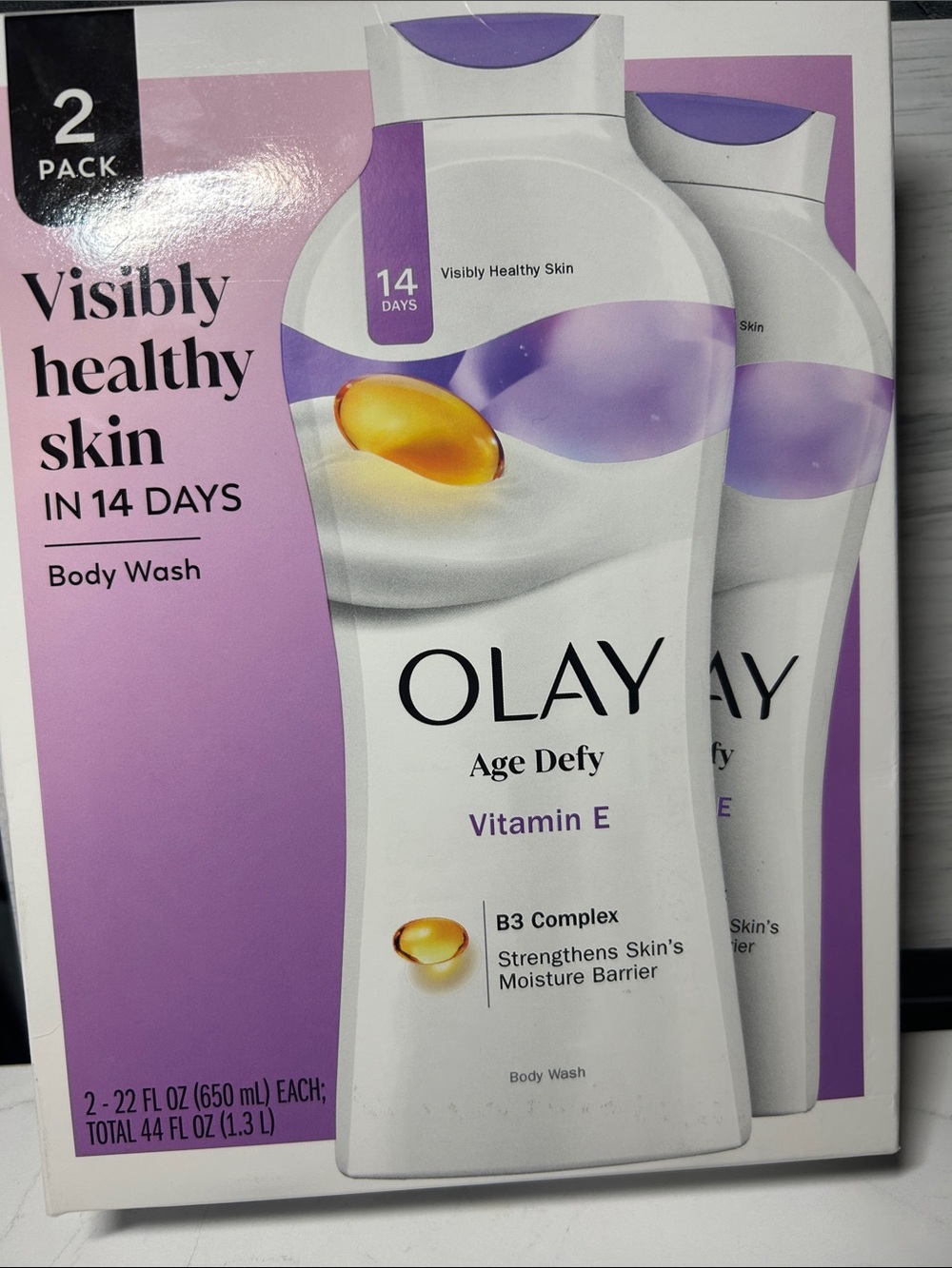 OLAY 2 Pack Age Defy Body wash Visibly Healthy Skin New in Box NIB 44 Oz total